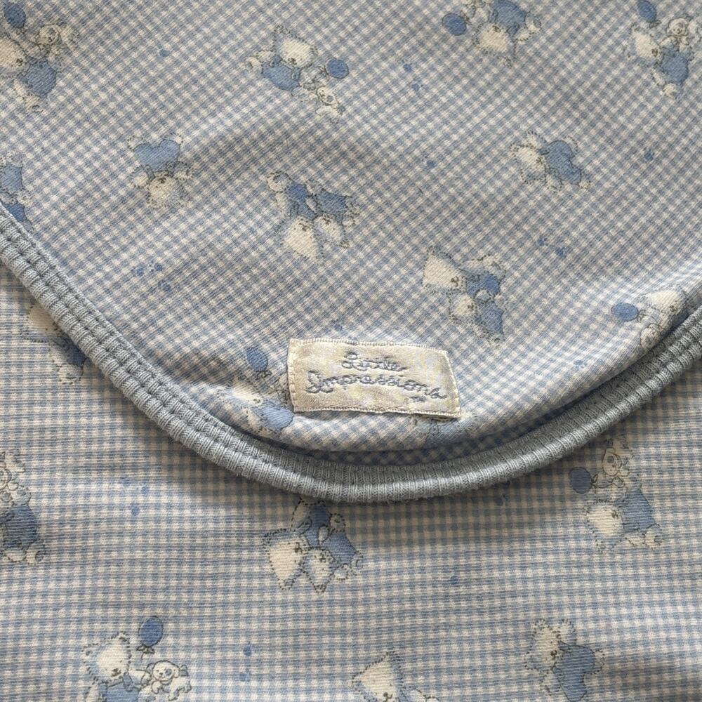 Vintage First Impressions Baby Blanket Blue Teddy Bear Balloon Dog Lovey READ